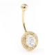 Solid 14k Gold Belly Button Ring With Real Diamond 16g Body Jewelry