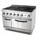 Industrial Kitchen Cooking Equipment 6 Burner Freestanding Gas Stove With Oven