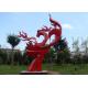 Large Painted Red Metal Flame Sculpture , Abstract Metal Garden Sculptures