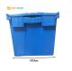 ISO9001 Plastic Logistic Box HDPE 60L Attached Lid Distribution Containers