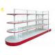0.4M Depth Semicircle Style Gondola Shelving With Wire Grid Red Colour Double Side