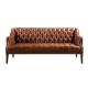 Three And Two Seater Vintage Leather Sofas With Wooden Legs