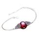 Women Sterling Silver Garnet Charm Chain Bracelet Vintage Jewelry(XH017992W)