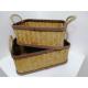 Beige Woven Rectangle Basket Set With Rope Handle