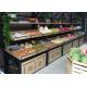 Metal Wooden Fruit And Vegetable Display Rack Gondola Shelf Mid Duty