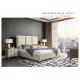 Light American style Bedroom furniture Leather headboard king size bed with Wood nightstand for Villa house interior