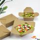 Disposable Kraft Whiteboard Take out  Food Kraft Paper Box Kraft Salad Container