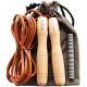 Wholesale Pure Wood Handles Leather Adjustable Skipping Jump Rope With 360-Degree Bearing