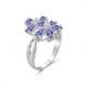 1 Carat Tanzanite And Accent White CZ Sterling Silver Engagement Ring