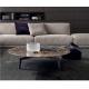 Stainless Steel Round Emperador Marble Top Coffee Table