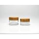 Sustainable classic 1OZ 1.7OZ Clear or Frosted Glass Cosmetic Jar With Real Bamboo Cap Lid for skincare Face Cream