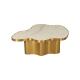 Living Room Stainless Steel Central Coffee Table Bright Gold Satin Finish Natural white Marble Top Metal Legs