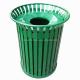 North America Hot Sale Street Trash Receptacle Outdoor Slatted Metal Dustbin With Cover In 32 Gallon'S Capacity