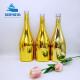 Eco-Friendly 750ml Sparkling Liquor Glass Bottle with Electroplating Gold Color and Cork