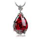 Vintage Jewelry 925 Silver Marcasite Drop Created Garnet Pendant Necklace 18 Inches(LN001RED)