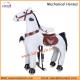 Mechanical Horse Ride on Pony with Brown Leather, Plush Fur Mechanical Horse Toy for Kids