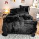 Warm Mink Velvet Crystal Bedding Solid Duvet Cover Set for Winter Dazzling Black Color