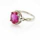 White Gold Plated 925 Silver Pink Cubic Zirconia Gemstone Women Ring (R263)
