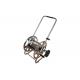 Stainless Steel Metal Hose Reel Cart , Garden Hose Reel Trolley Cart With 8 Solid Wheel and Breaker