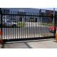 Gray Black Steel Garden Fence , Tubular Picket Fence With Flat Top High Strength