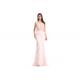 Embroidery Beading Pink Long Evening Dresses , Ladies Long Evening Dresses With Pinion