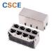 2 x 4 RJ45 Modular Jack Ethernet Stacked Solder Termination Connectors