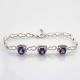 Fashion Jewelry Created Aemthyst Cubic Zircon 925 Silver Link Chain Bracelet (H02)