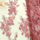 French Tulle Net Lace Fabric Pink 3D Flowers Embroidery For Party Dress