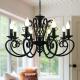 Vintage Wrought Iron Chandelier Candle Light Black Metal country chandelier(WH-CI-137)