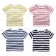 Striped 3 To 10 Years Kids Short Sleeve Shirt , Anti Shrink Kids Cotton T Shirts