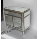 Two Doors Modern Mirrored Nightstand , Gold Color Mirrored Glass Nightstand