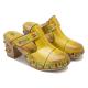 Yellow Fashion Women Sandals Floral T-Strap Ladies Leather Clogs Sandals