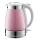 Pink Cordless Electric Tea Kettle Boil Dry Overheat Protecting Safe Operate