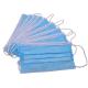 Blue 3 Ply Disposable Face Mask With Elastic Ear Loop Wearing High Breathability