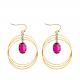 Three Circle Loop Hoop Dangle Pendant Earring With Gold Plated Connector