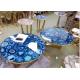 Luxury Marble Table Tops Blue Agate Stone Top Polished Finish Round Shape