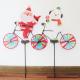 Christmas Bicycle Garden Stake santa claus and snowman