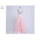 Gray Pink A Line Ball Gown No Arm Backless Design Diamond Beading Satin Fabric