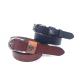 Durable Women's Genuine Leather Belts With Single Prong Alloy Buckle 1”( 2.2CM ) Wide Tan / Blue Color