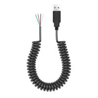 Coiled Spring Wire USB to Open 4 Tinned Bare Wires End Cable