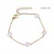 20cm 18k Gold Rhinestone Bracelet High Gloss White Pearl Bangles