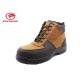 Casual Ankle Leather Safety Shoes Tan With Black , Winter Waterproof High Top
