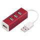 Red Black Blue Four Port Aluminum Alloy USB 2.0 Hub