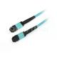 Female Aqua MPO Trunk Cable 4.5mm Dia MM OM4 12 Core Fiber Optic