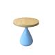 Round Solid Oak Blue Base wood veneer Living Room Coffee Table For Hotel Bedroom Set