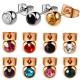 316l Surgical Steel Crystal Gem Assorted Colors Ear Stud Piercing Simple Style Screw-Back Earrings Sexy Girls Jewelry