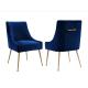 hot sale deep blue velvet fabric stainless steel leg dining chairs for wedding event