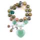 Handmade Gemstone Beaded Bracelet Natural Unakite Stone Bracelet Adjustable Heart Green Aventurine Charms Bracelet For P