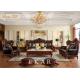 Oak Wooden Carving Design Royal Luxury Living Room 7 Seater Leather Sofa Set