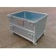 Space Saving Warehouse Equipments Wire Container Storage Cages With Blue Plastic Board